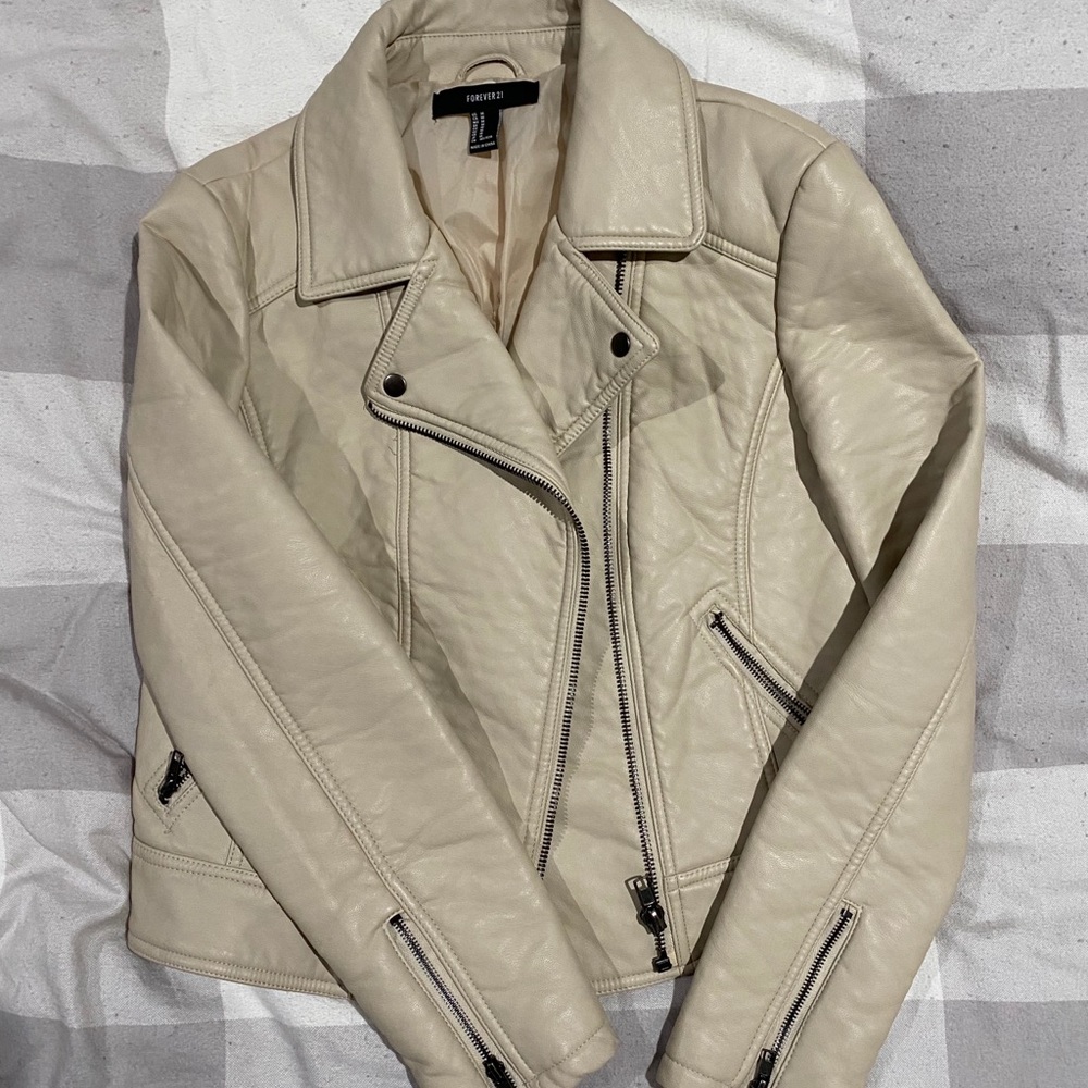 Off white leather jacket